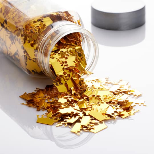 12 Pack: Gold Crown Polyester Glitter Shapes by Recollections™